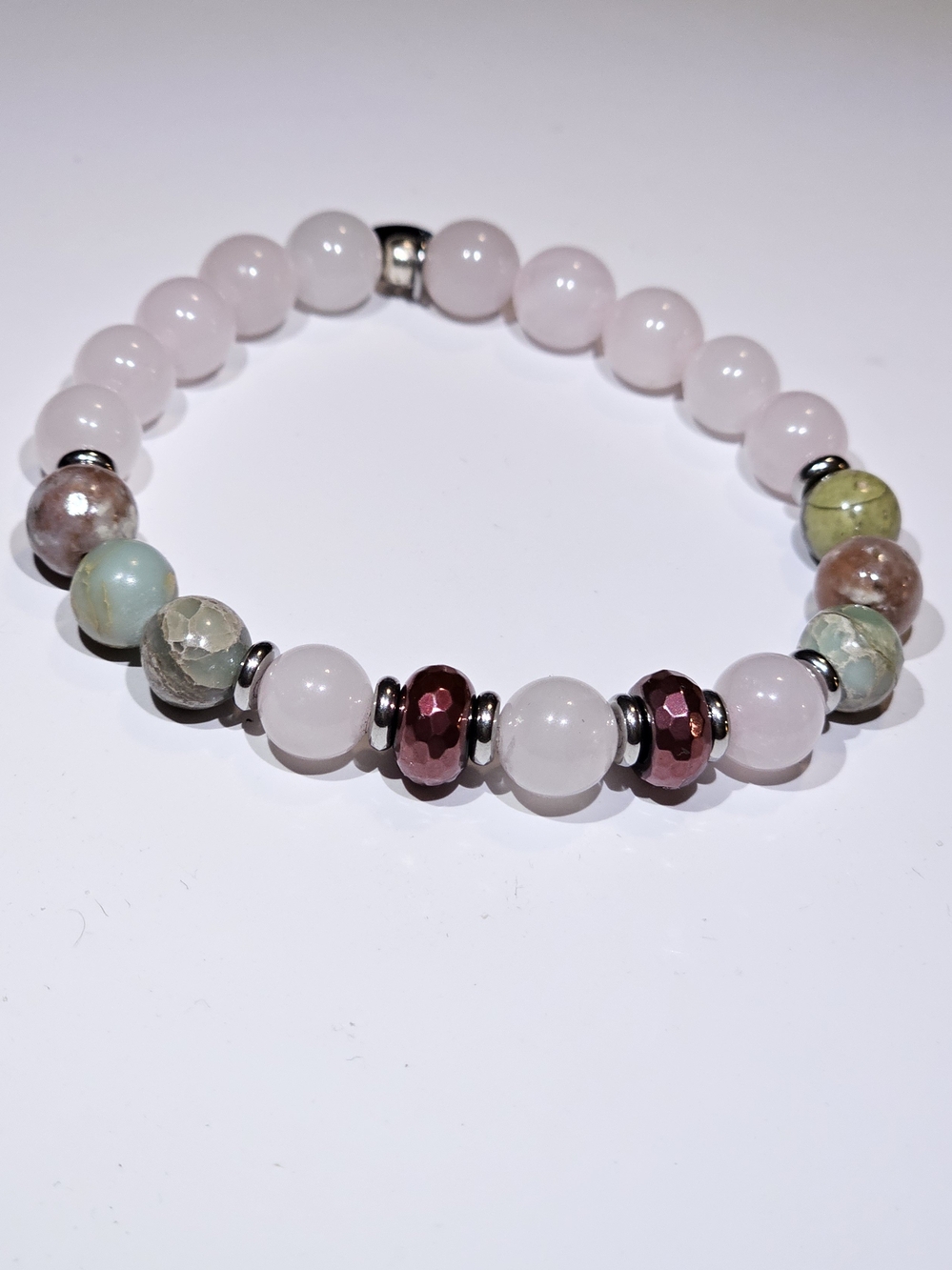 Tiffany T. Jazelle Beaded Stretch Bracelet in Pink, Green, Brown Stones